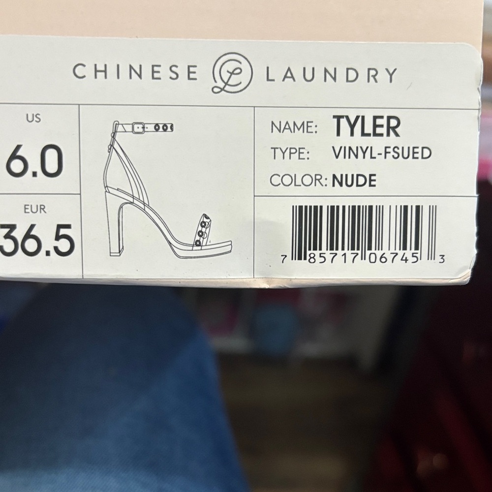 Chinese Laundry Tyler Nude Vinyl Ankle-Strap Heels